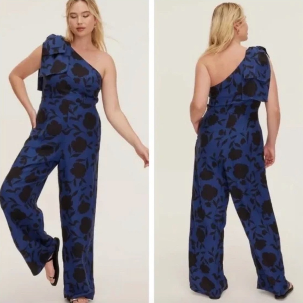 Kate Spade X Target One Shoulder Linen Blend Jumpsuit Size 8 NWT